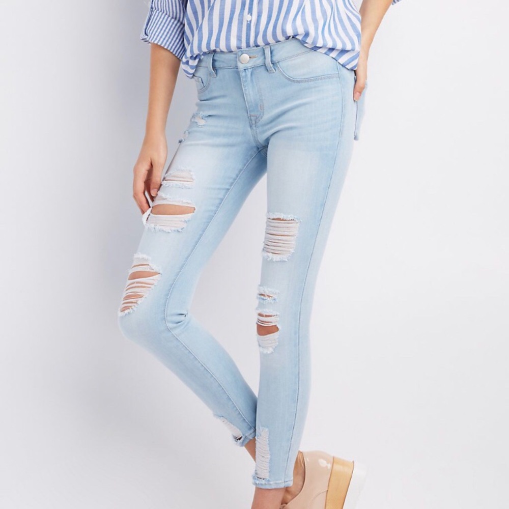 Distressed Light Wash Jeggings